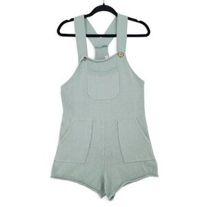 Free People FP Beach Womens S Romper Knit Cotton Blend Green Boho Beach